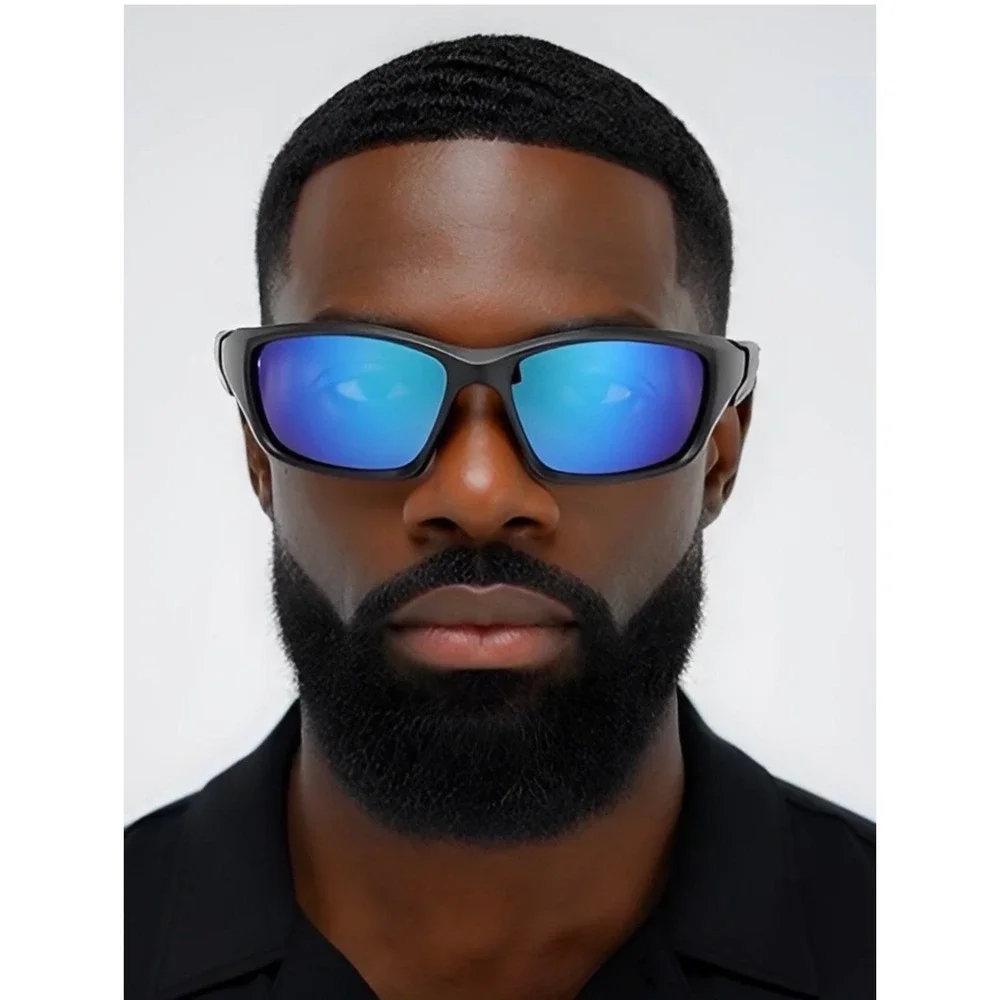 Sport Polarized Sunglasses Blue Mirror Lens Cycling Running Glasses Mens Outdoor